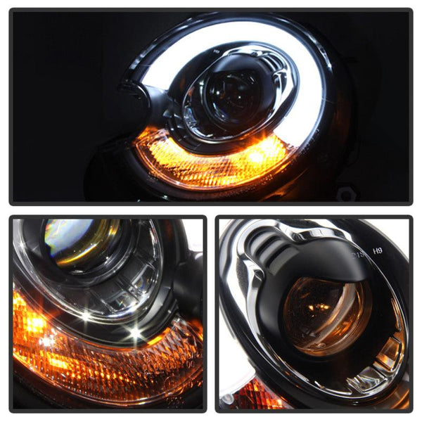 Spyder Mini Cooper 2010-2012 Projector Headlights Xenon/HID Model- DRL Blk PRO-YD-MC07-HID-DRL-BK - GUMOTORSPORT