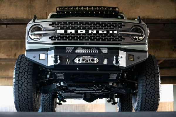 DV8 Offroad 2021+ Ford Bronco Front Bumper Winch Capable w/ Optional Bull Bar/Aux Light Opening - GUMOTORSPORT