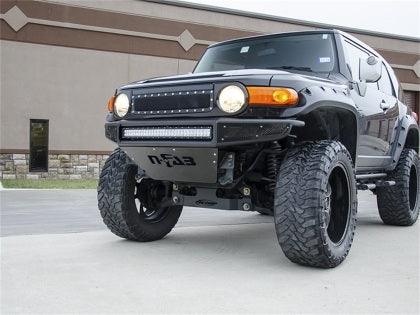 N-Fab M-RDS Front Bumper 2007 - 2014 Toyota FJ Cruiser - Tex. Black w/Silver Skid Plate - GUMOTORSPORT