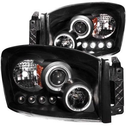 ANZO 2006-2008 Dodge Ram 1500 Projector Headlights w/ Halo Black - GUMOTORSPORT