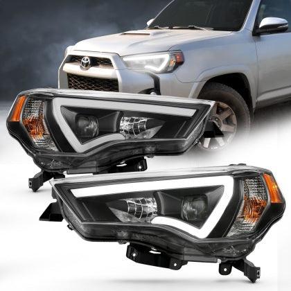 ANZO 2014 - 2021 Toyota 4 Runner Plank Style Projector Headlights Black w/ Amber - GUMOTORSPORT