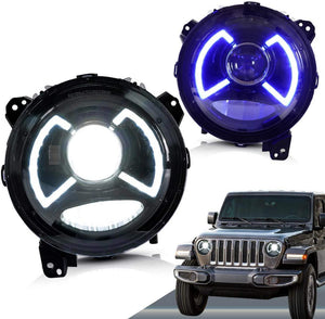 VLAND LED 9" Headlamps for Jeep Wrangler 2018 2019 2020 with Full LED DRL (Color Changing Blue to White) - GUMOTORSPORT