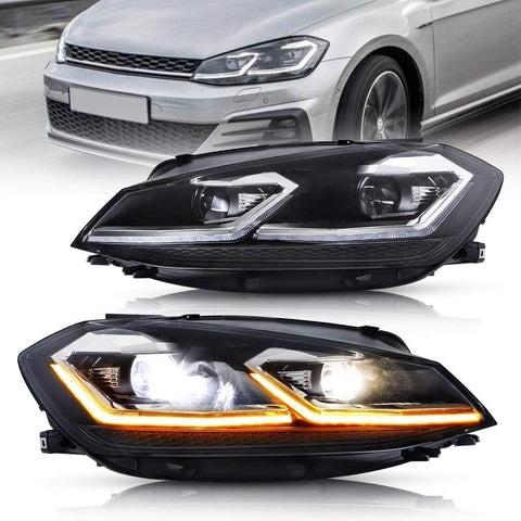 VLAND LED Headlight Compatible With 2017-2019  Volkswagen VW Golf7 MK7 Front Lamp With Sequential YAA-GEF-7 - GUMOTORSPORT