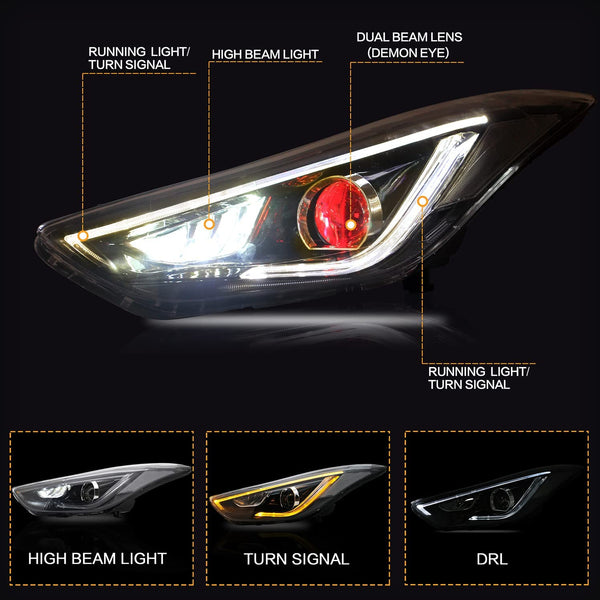 VLAND Demon Eyes Headlight 2012 - 2015 Hyundai Elantra