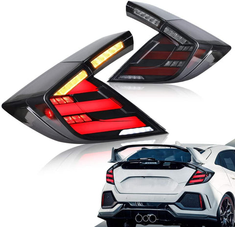 VLAND Full LED Tail Lights Smoked for Honda Civic Hatchback and Type R 2017-UP (Dynamic Welcome Lighting w/ Sequential Turn Signals) - GUMOTORSPORT