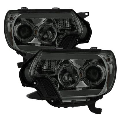 Spyder Toyota Tacoma 12-16 Projector Headlights Light Bar DRL Smoke PRO-YD-TT12-LBDRL-SM - GUMOTORSPORT