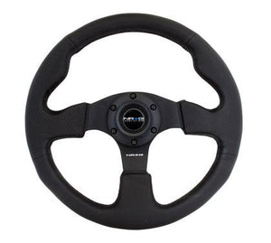 NRG Reinforced Steering Wheel (320mm) Black Leather w/Black Stitching - GUMOTORSPORT