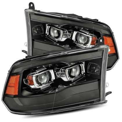 AlphaRex 09-18 Dodge Ram 1500HD PRO-Series Proj Headlights Plank Style Black w/Seq Signal/Smoked DRL - GUMOTORSPORT