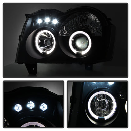 Spyder Jeep Grand Cherokee 2005 - 2007 Projector Headlights LED Halo LED Blk Smke PRO-YD-JGC05-HL-BSM