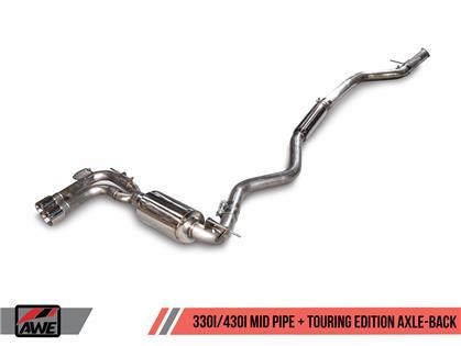 AWE Tuning BMW F3X 28i / 30i Touring Edition Axle-Back Exhaust Single Side - 80mm Black Tips - GUMOTORSPORT