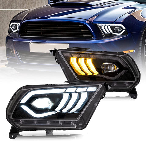 VLAND Projector Led Headlights Ford Mustang 2010-2014 w/Amber Sequential Turn Signal w/Dynamic Animation