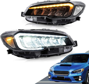 VLAND LED Projector Headlights Compatible with Subaru WRX 2015-2021 STI 2015-2017 Head Lamp DRL LED, Amber/ Clear - GUMOTORSPORT