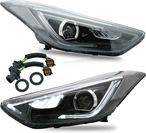 VLAND Headlight 2012 - 2015 Hyundai Elantra, LED Headlamp Assembly with DRL