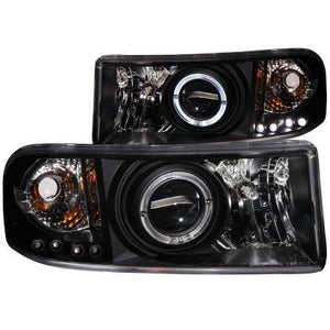 ANZO 1994-2001 Dodge Ram Projector Headlights w/ Halo Black - GUMOTORSPORT