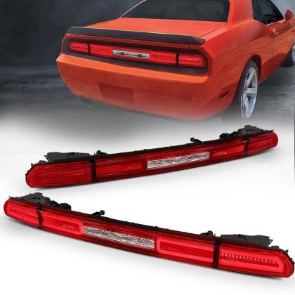 ANZO 08-10 Dodge Challenger LED Taillights - Red/Clear w/Sequential Turn Signal - GUMOTORSPORT