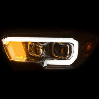 ANZO 2016 - 2022 Toyota Tacoma Projector Headlights w/ Plank Style Design Chrome w/ Amber - GUMOTORSPORT
