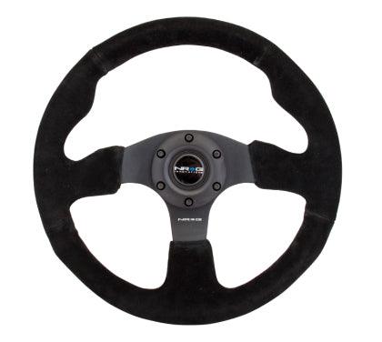 NRG RST-012S-RS: 320mm Race Style Suede Steering Wheel with Red Stitch - GUMOTORSPORT