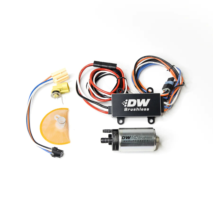 DeatschWerks DW440 440lph Brushless Fuel Pump w/ PWM Controller & Install Kit 99-04 Ford Mustang GT - GUMOTORSPORT