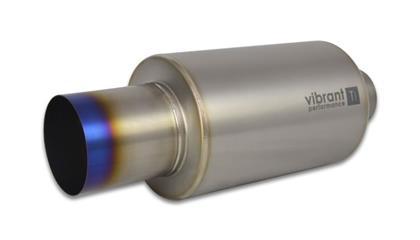 Vibrant Titanium Muffler w/Straight Cut Burnt Tip 3.5in Inlet / 3.5in Outlet - GUMOTORSPORT