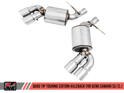 AWE Tuning 2016 - 2022 Chevrolet Camaro SS Axle-back Exhaust - Touring Edition (Quad Chrome Silver Tips) - GUMOTORSPORT