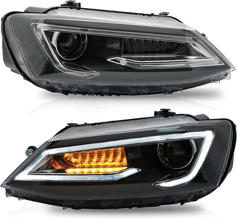 VLAND Headlight Assembly for Volkswagen JETTA 2012 - 2018 with DRL Sequential Turn Signal (NOT FOR GLI)