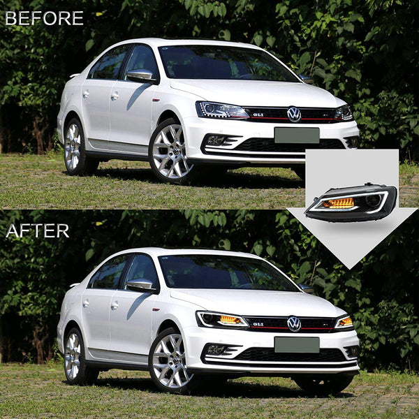 VLAND Headlight Assembly for Volkswagen JETTA 2012 - 2018 with DRL Sequential Turn Signal (NOT FOR GLI)
