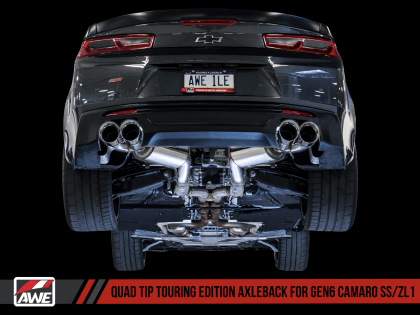 AWE Tuning 2016 - 2022 Chevrolet Camaro SS Axle-back Exhaust - Touring Edition (Quad Chrome Silver Tips) - GUMOTORSPORT