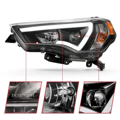ANZO 2014 - 2021 Toyota 4 Runner Plank Style Projector Headlights Black w/ Amber - GUMOTORSPORT