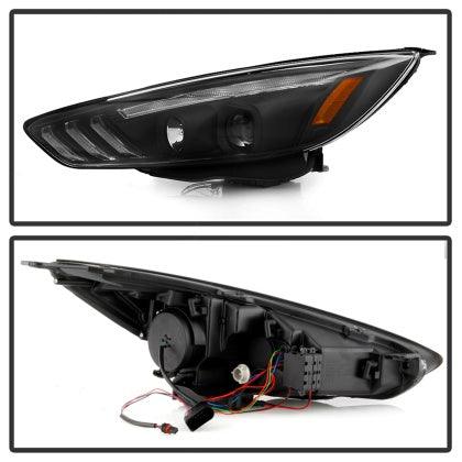 Spyder 15-18 Ford Focus Projector Headlights - Seq Turn Light Bar - Black PRO-YD-FF15-LBSEQ-BK - GUMOTORSPORT