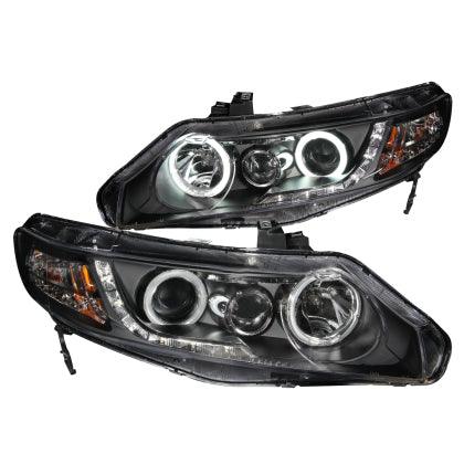 ANZO 2006-2011 Honda Civic Projector Headlights w/ Halo Black (CCFL) 4 Door Models - GUMOTORSPORT