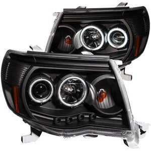 ANZO 2005-2011 Toyota Tacoma Projector Headlights w/ Halo Black - GUMOTORSPORT