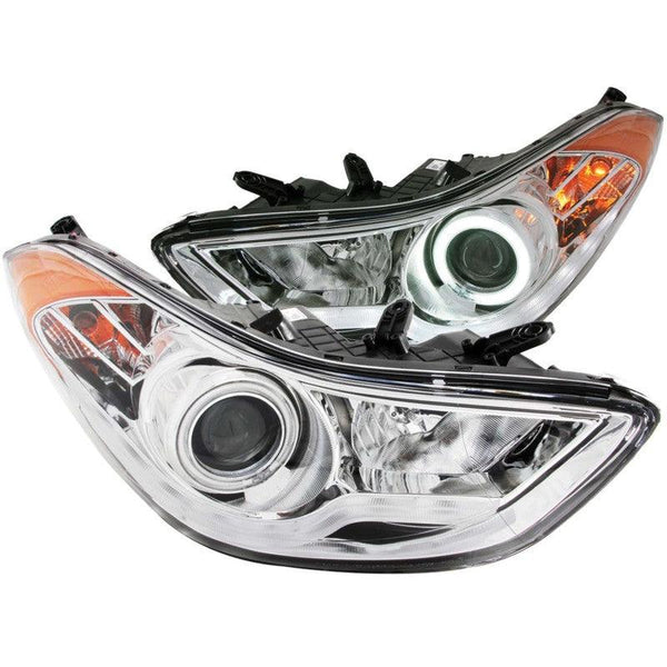 ANZO 2011-2014 Hyundai Elantra Projector Headlights w/ Halo Chrome (CCFL) - GUMOTORSPORT