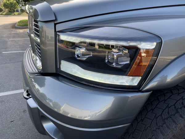 AlphaRex 2006 - 2008 Dodge Ram 1500HD PRO-Series Proj Headlights Plank Style Alpha Black w/Seq Signal/DRL - GUMOTORSPORT