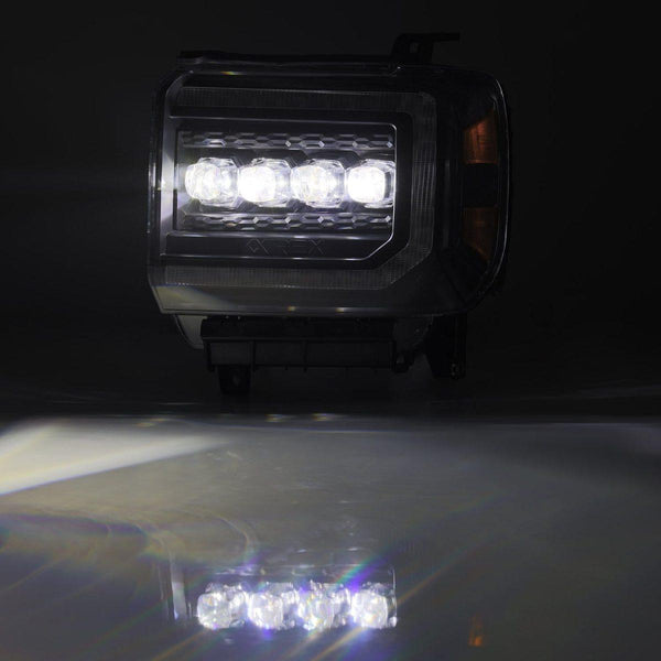 AlphaRex 14-18 GMC Sierra NOVA LED Proj Headlights Plank Style Black w/Activ Light/Seq Signal/DRL - GUMOTORSPORT