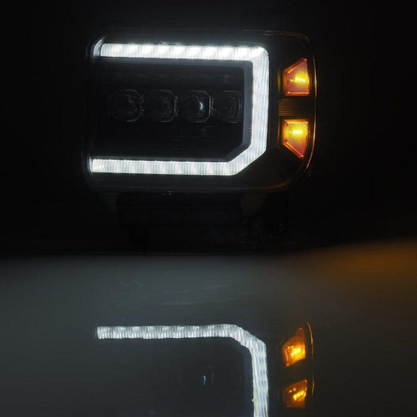 AlphaRex 14-18 GMC Sierra NOVA LED Proj Headlights Plank Style Black w/Activ Light/Seq Signal/DRL - GUMOTORSPORT