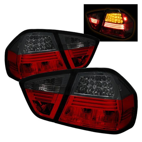 Spyder BMW E90 3-Series 2006 - 2008 4Dr LED Tail Lights Red Smoke ALT-YD-BE9006-LED-RS - GUMOTORSPORT