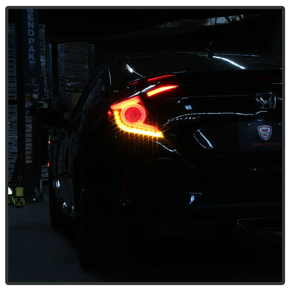 Spyder 2016 - 2019 Honda Civic 4 Door Light Bar LED Tail Lights - Black - ALT-YD-HC164D-LB-BK - GUMOTORSPORT