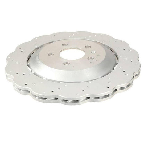 SHW 14-18 Audi RS7 4.0L Rear Cross-Drilled Lightweight Wavy Brake Rotor - GUMOTORSPORT