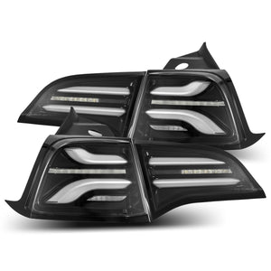 AlphaRex 2020 + Tesla Model Y PRO-Series LED Tail Lights Jet Black w/Seq Sig
