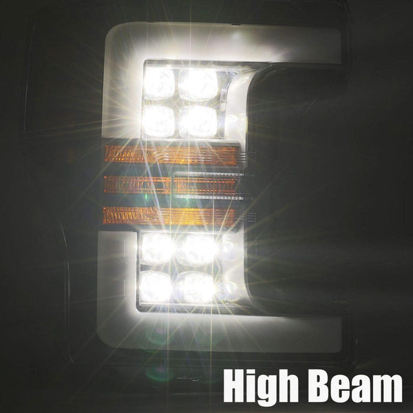 AlphaRex 17-19 Ford F-250 SD PRO-Series Proj Headlights Plank Style Chrome w/Activ Light/Seq Signal - GUMOTORSPORT