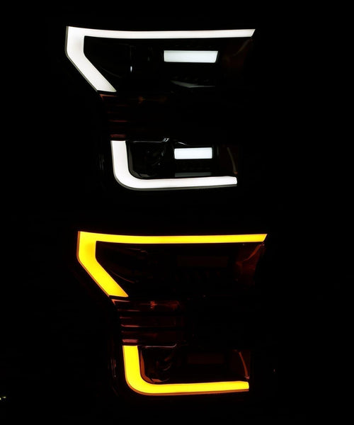 AlphaRex 15-17 Ford F-150 LUXX LED Projector Headlights Plank Style Alpha Blk w/Activ Light/DRL - GUMOTORSPORT