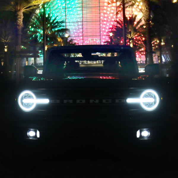 AlphaRex 2021 + Ford Bronco NOVA LED Proj Headlights Alpha-Black w/Activ Light/Seq Signal/DRL