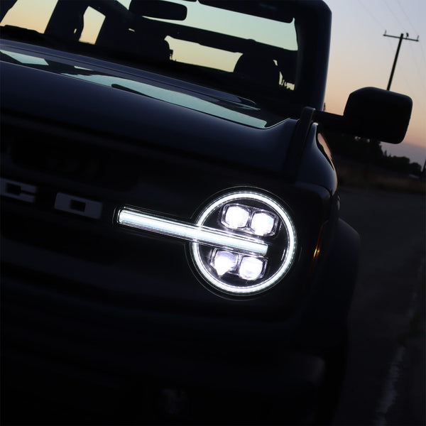 AlphaRex 2021+ Ford Bronco NOVA LED Projector Headlights Black