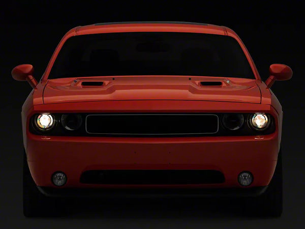 Raxiom 2008 - 2014 Dodge Challenger Halo Projector Headlights w/Sequential Turn Signals- Black Housing Clear Lens)