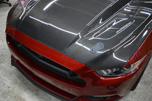 Anderson Composites 2015  - 2017 Ford Mustang (Excl. GT350/GT350R) Double Sided Carbon Fiber Cowl Hood - GUMOTORSPORT