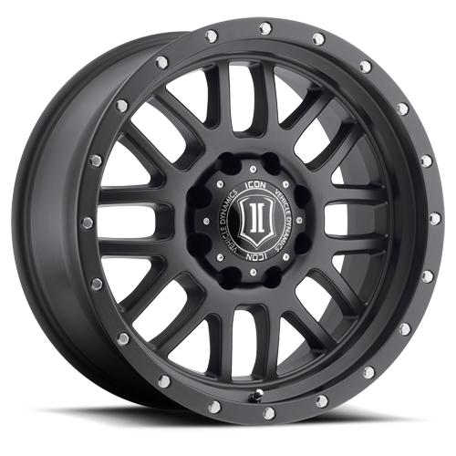 ICON Alpha 17x8.5 6x5.5 ( 6x139.7 ) 0mm Offset 4.75in BS 106.1mm Bore Satin Black Wheel