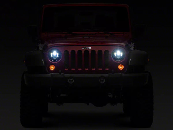 Raxiom 1997 - 2018 Jeep Wrangler TJ/JK Axial Series LED Daymaker Headlights- Black Housing (Clear Lens)
