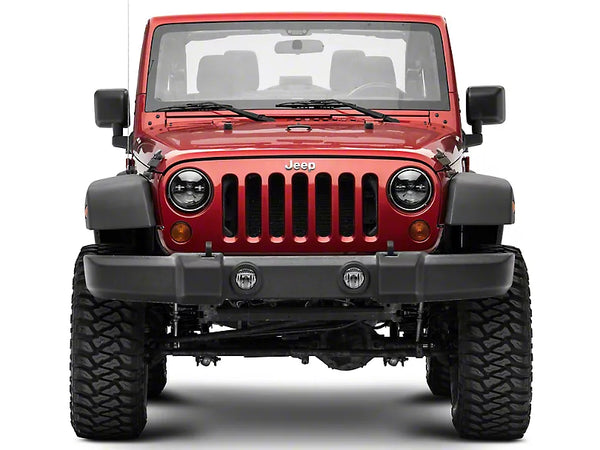 Raxiom 1997 - 2018 Jeep Wrangler TJ/JK Axial Series LED Daymaker Headlights- Black Housing (Clear Lens)