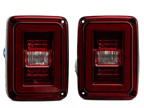 Raxiom 2007 - 2018 Jeep Wrangler JK JL Style LED Tail Lights- Black Housing - Red Lens