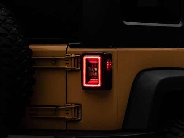 Raxiom 2007 - 2018 Jeep Wrangler JK JL Style LED Tail Lights- Black Housing - Red Lens